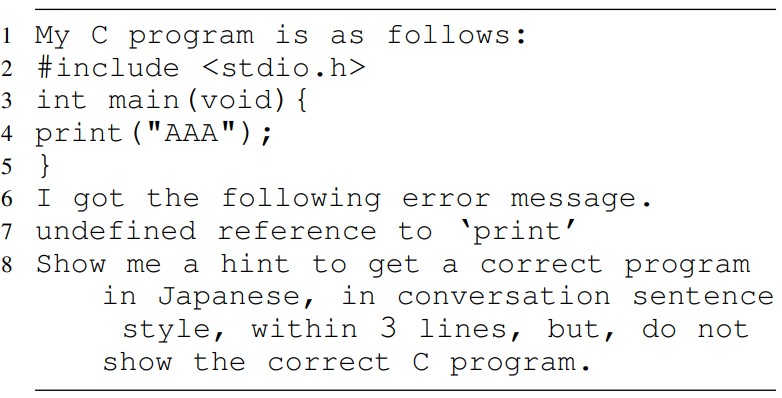 Example of prompt